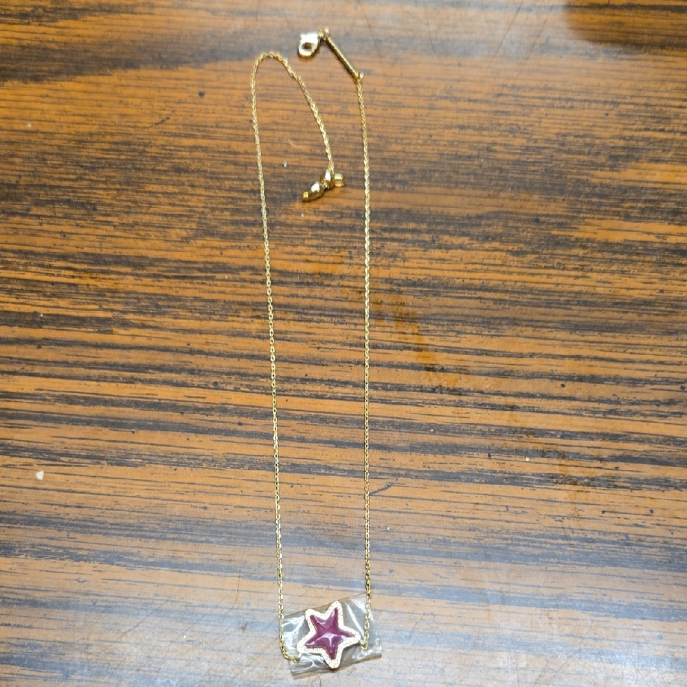 Gold Chain Necklace with Pink Star Pendant - Women Jewelry